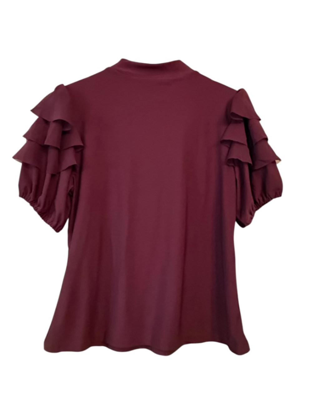 80 Park Burgundy Ruffle Blouse Size M NWT - Picture 7 of 12